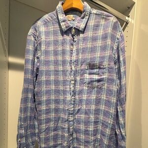 Faherty Lavender and White Plaid Shirt